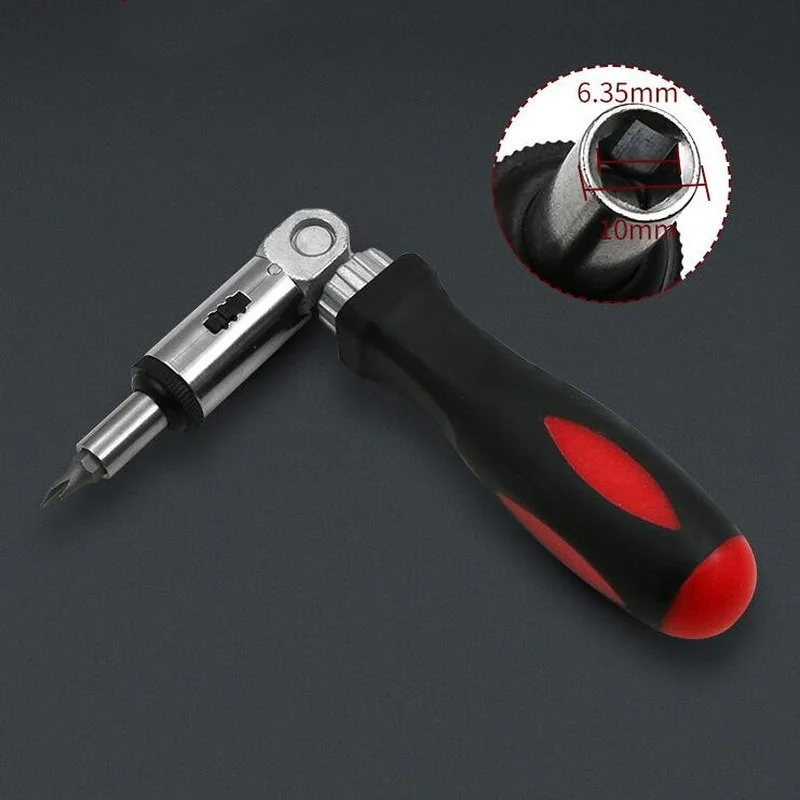 Multifunction 180 Degrees Ratchet Screwdriver 1/4 Hex Interface Lock Disassemble T-type Foldable Furniture Repair Screwdriver