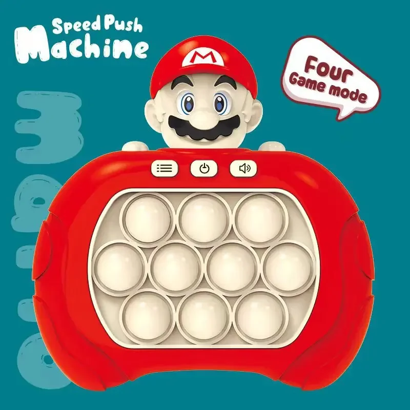 Super Mario Pop Quick Push Game Bubbles Game Machine Cartoon Pop it Game Anti Stress Squeezing Toys Adult Kids Birthday