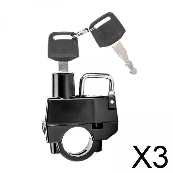 

Black Metal Motorcycle Helmets Lock Key Locking Anti Rust Handlebar Secure Device for 22mm 25mm Bars