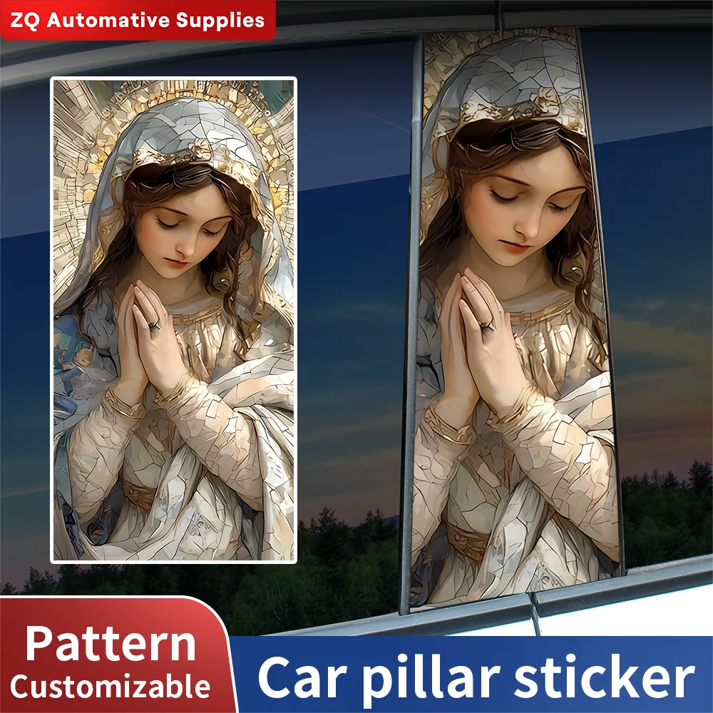 2 pegatinas de vinilo de la Virgen María para el pilar B del coche, calcomanías de la Virgen rezando para la ventana del coche, accesorios religiosos para coche