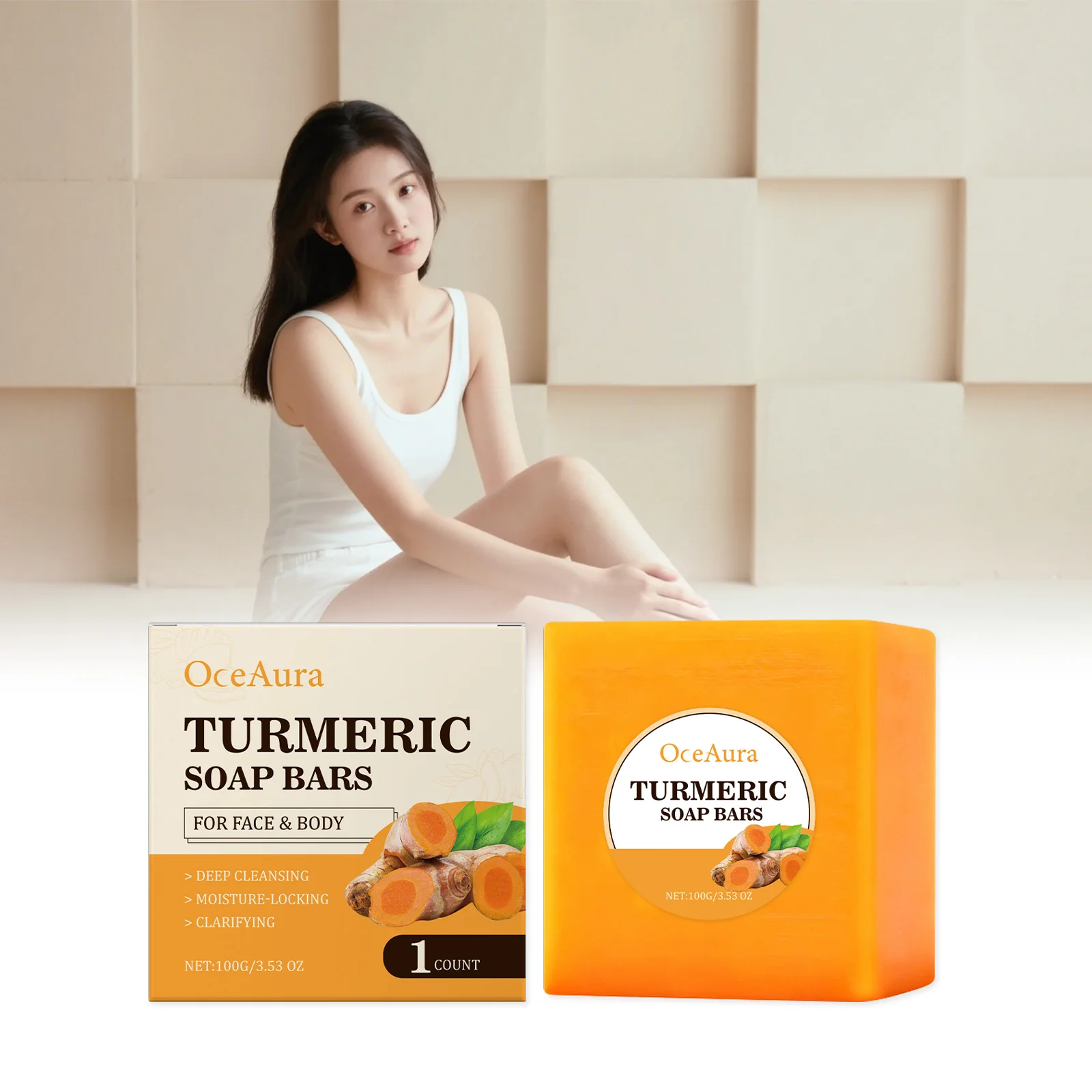 Turmeric Skin-Purifying & Nourishing Soap - A Mild Body Soap for Daily Bathing, Gentle Cleansing, Skin Softening & Moisturizing