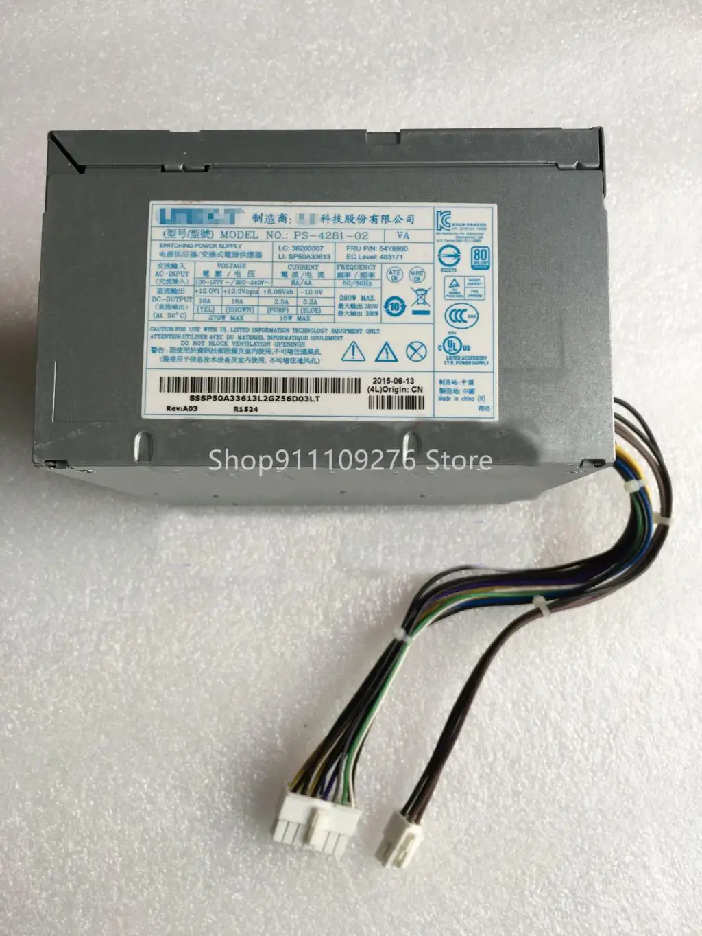 

Original Disassemble PSU for Lenovo TFX power supply PS-4281-02 FSP280-40PA PCB033 HK380-16FP 14+4PIN MAX 280W 100V-240V