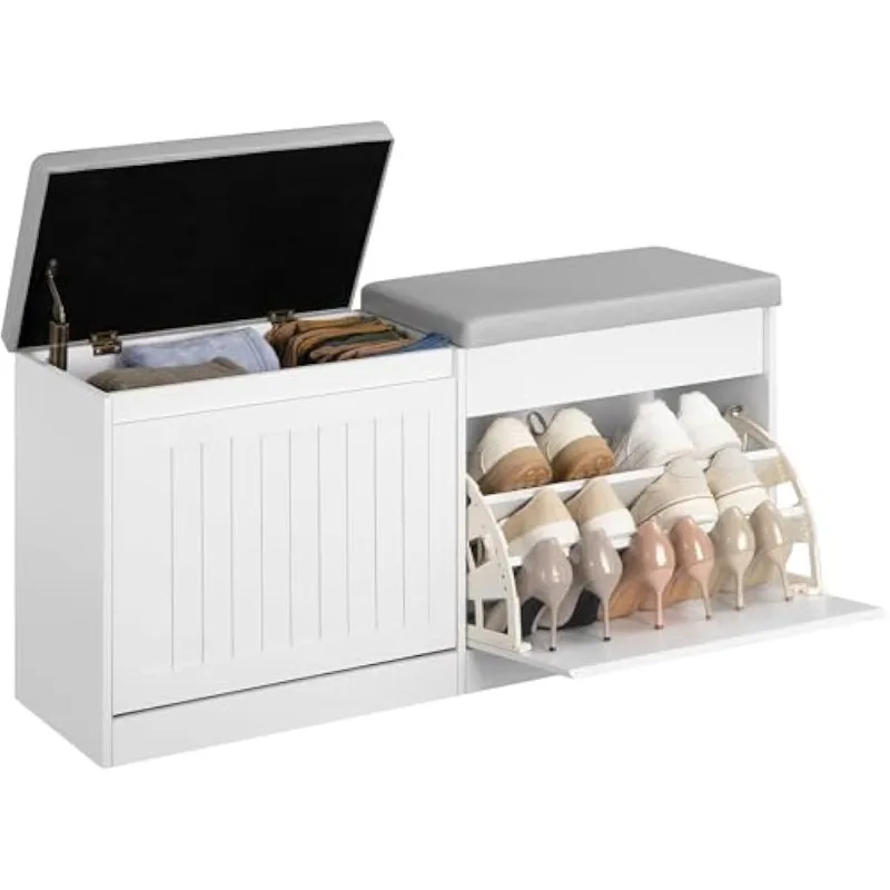 

Shoe cabinet, entrance bench, hallway bench, entrance shoe cabinet with 2 flap drawers and 2 lift-out storage boxes