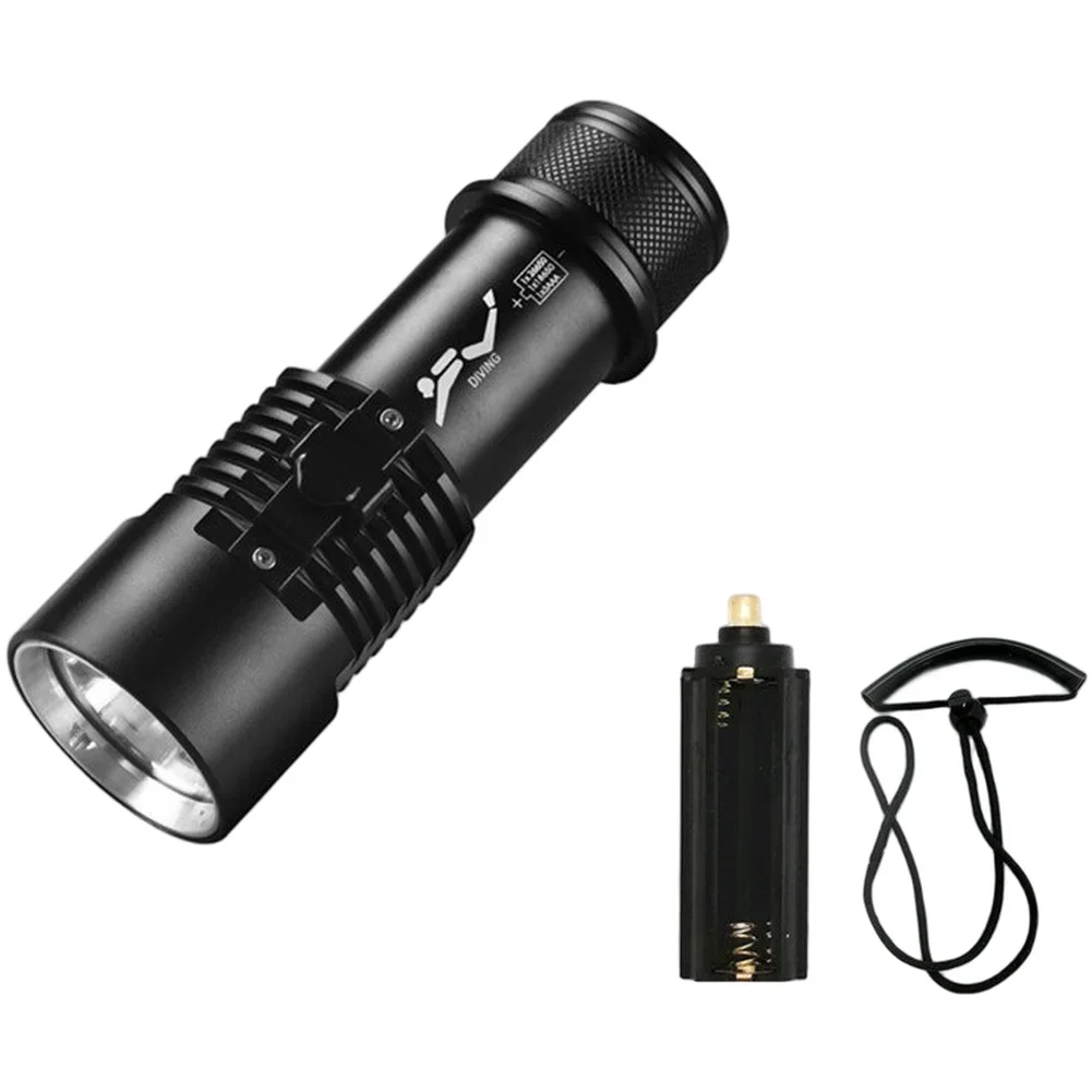 1PCS Diving Dual Light Sources Flashlight Diving Flashlight Zoomable Aluminum Alloy Strong Light White Yellow Dual Beam