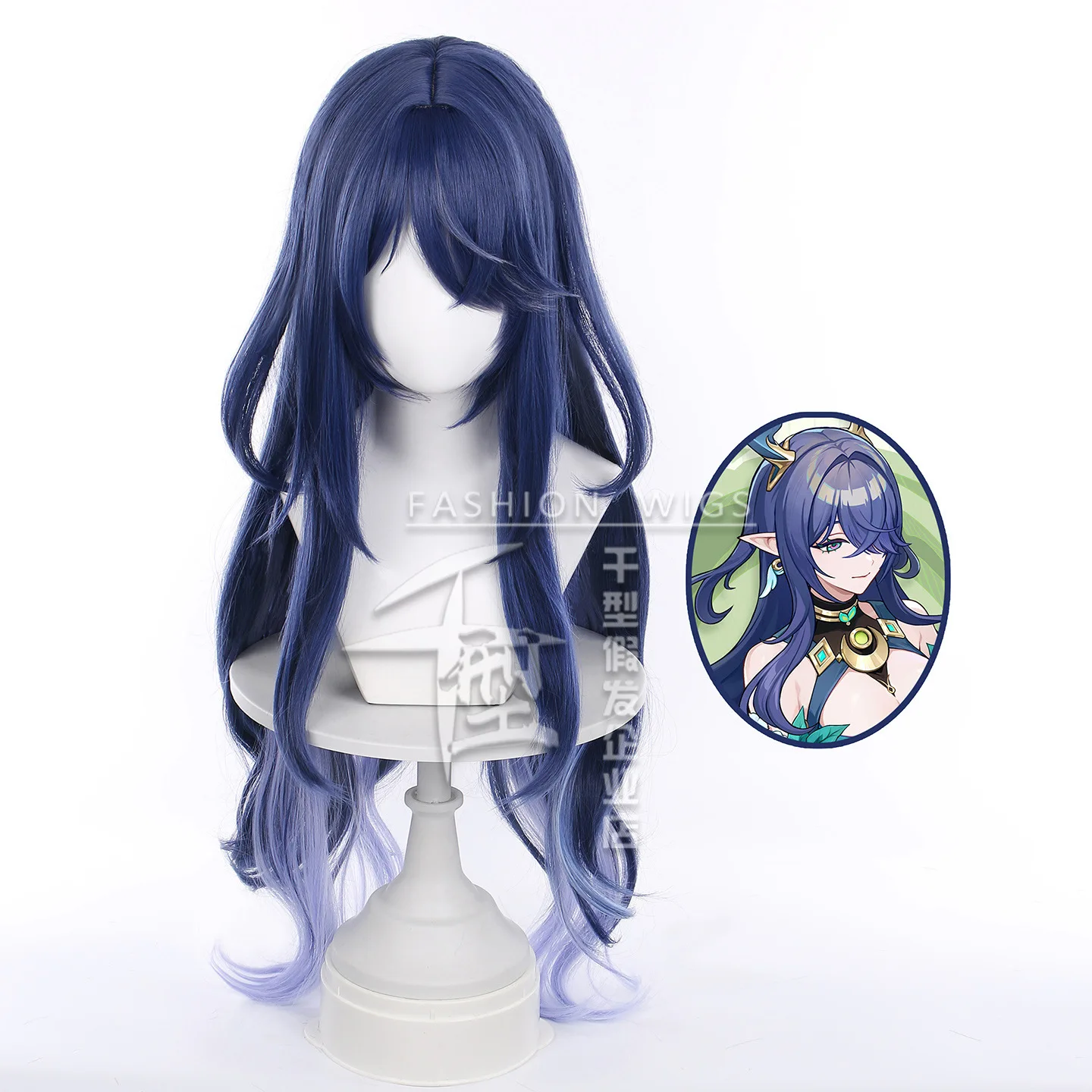Pelucas de Cosplay de Lauma para mujer, peluca de Cosplay Genshin Impact de Halloween de 85cm de largo, pelo sintético resistente al calor, peluca de fiesta Lauma + gorro de peluca