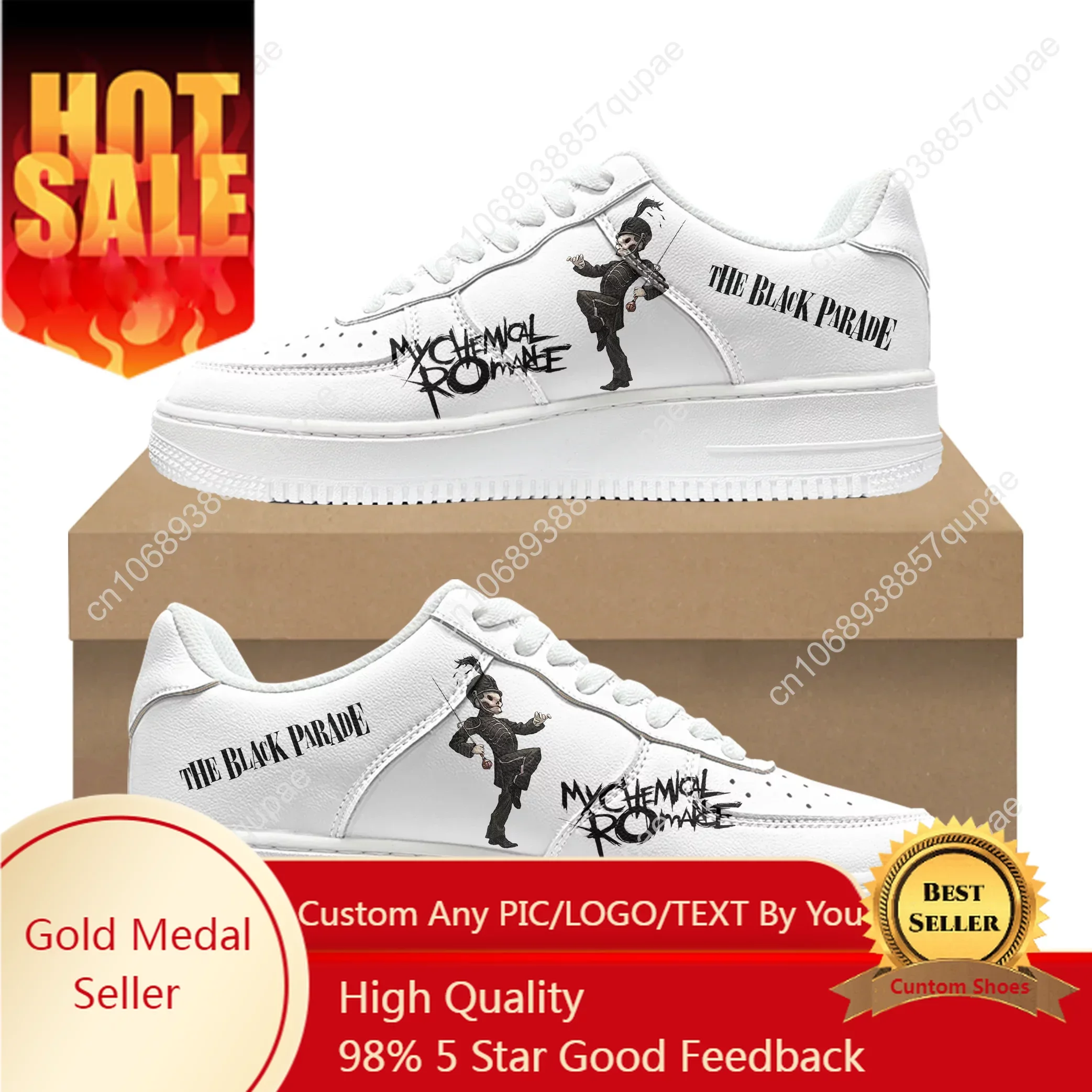 

My Chemical Romance Rock Band Shoes Air Basketball MCRX Mens Womens Running Sports Flats Force Sneakers Lace Up Mesh Custom Shoe