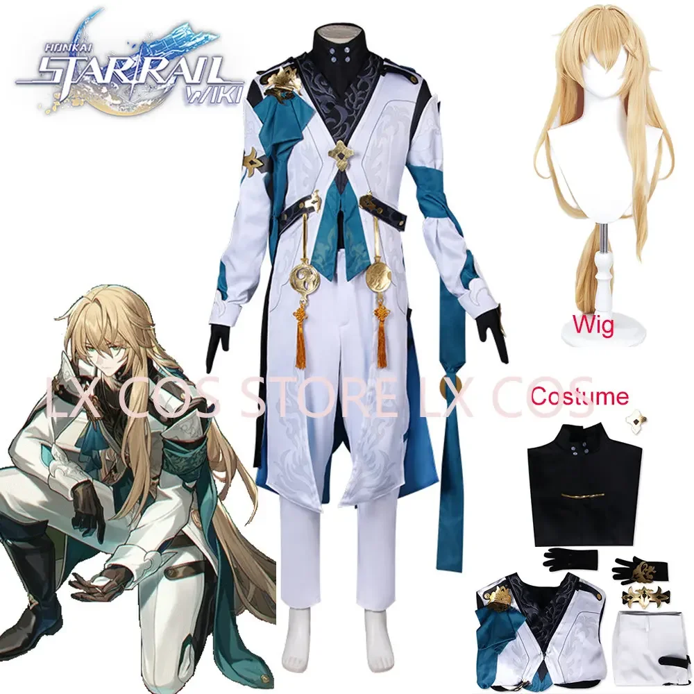 New Game Honkai Star Rail Luocha Cosplay Costume Wig Luo cha Chinese Men Cosplay Suit Halloween Carnival Party Suit XS-XXL