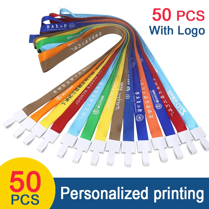 

50 Pcs Custom Printed Key Chain Personal Printing Lanyard For Badge Holder & Staff Cards Personalized Print Landyard Keychain