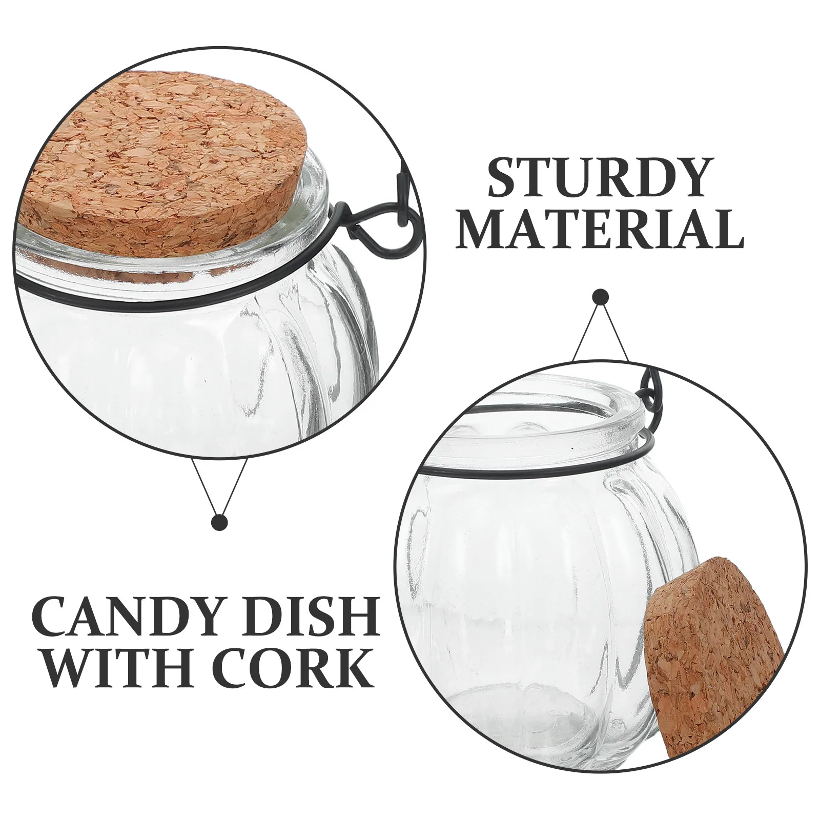 4Pcs Hanging Clear Glass Pumpkin Candy Jar Airtight Cork Stopper Decorative Storage Candy Holder Small Jar Small Vase view 6