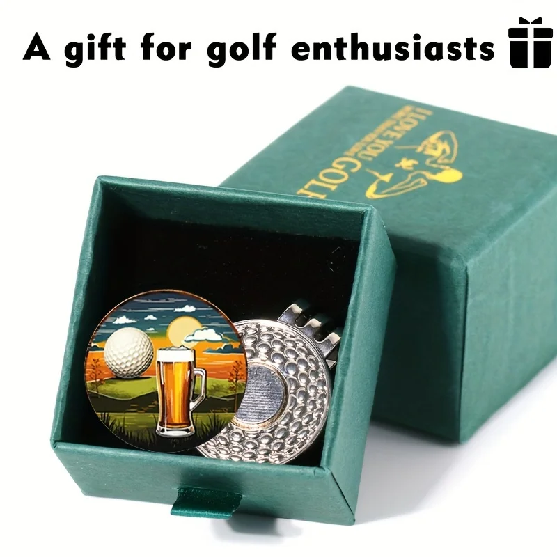 Golf Ball Marker Paramagnetism Impermeable 25mm Gift Box Markers for Putting Green Novelty Hat Clip Sports and Entertainment