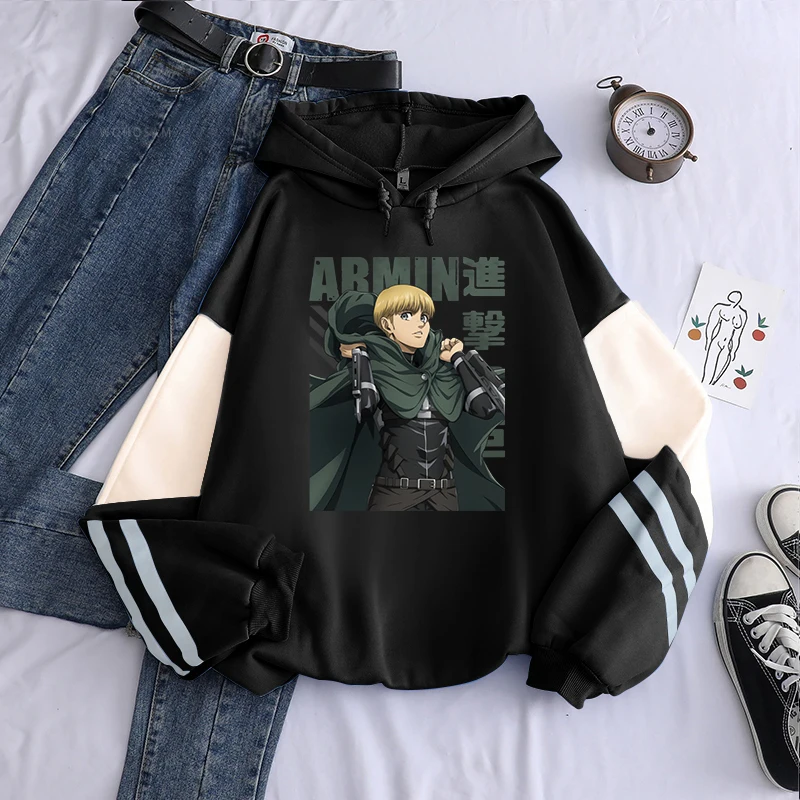 Atak Anime na tytanowych mężczyzn kobiety bluzy z kapturem Armin armert grafika drukowana bluza Plus Size patchworkowa, w stylu Harajuku Streetwear