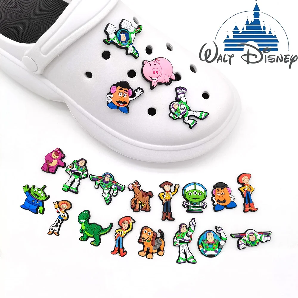 

MINISO 1-20PCS Cartoon Bath Lightyear Shoe Buckle Disney Toy Story Shoe Decoration Shoes Charms Accessories Summer Sandals Clogs