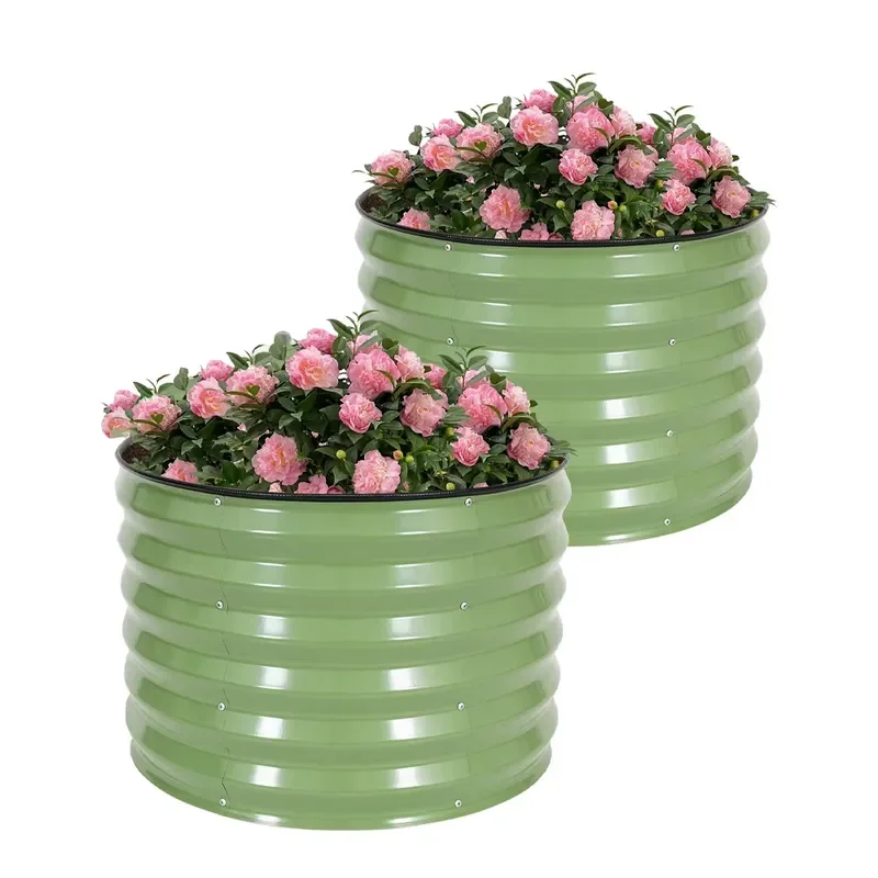Galvanized Metal Steel Flower Pot Elevated Garden Planter Box for Outdoor Vegetable Fruit Planting American Style Corrosion