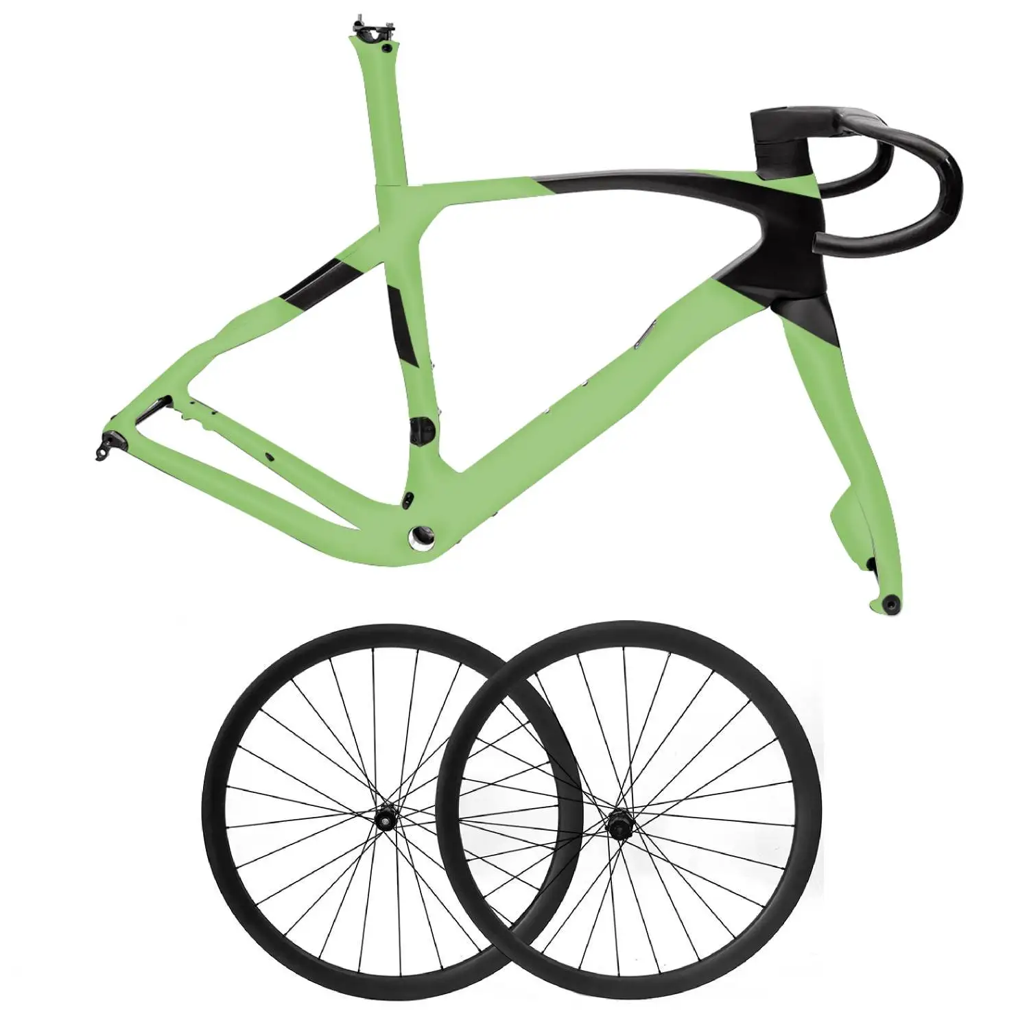 

Gravel Off-road Carbon Fiber Frame Including Handle and 30mm Wide Wheelset Fully Internally Wired Disc Brake Fits 700x45c Tires