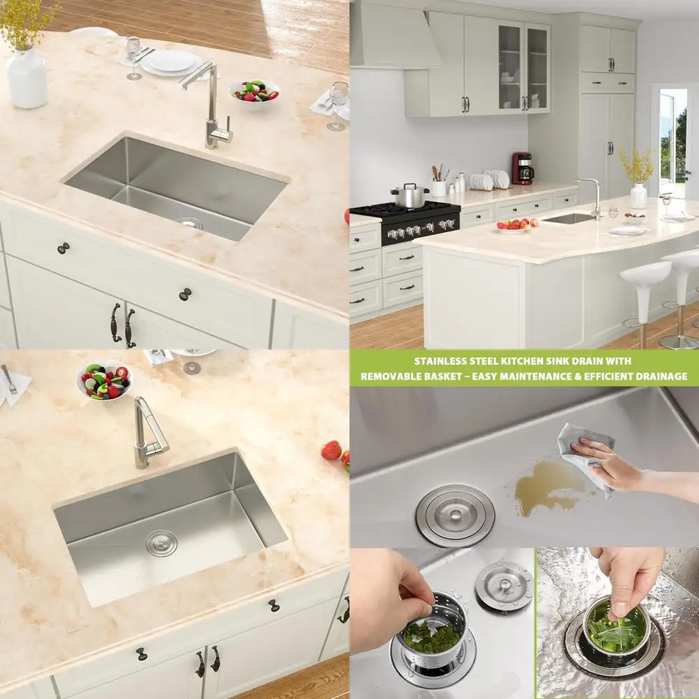 

18 Gauge 304 Stainless Steel 28x18 Single Bowl Undermount Kitchen Sink, 9 Deep Basin