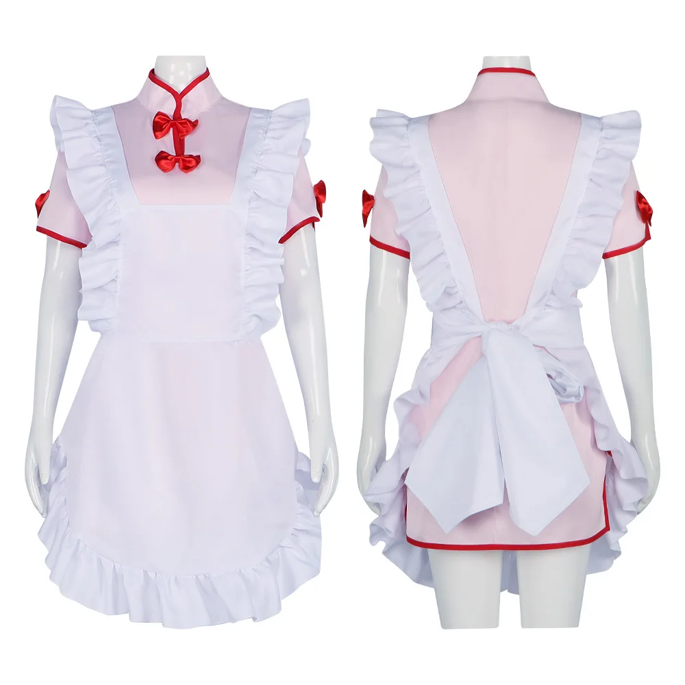 Anime Ranma ½ Nibun-No-Ichi Shampoo Cosplay Costume Chinese Style Cheongsam Lolita Maid Apron Dress Women Sexy Kawaii Party Suit - view 6