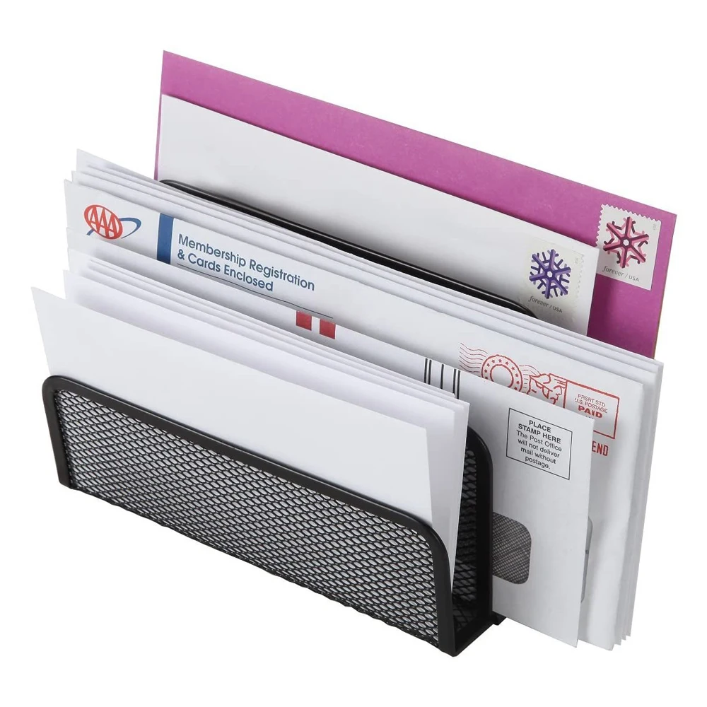 منظم مكتب منظم البريد المكتبي منظم المستندات منظم الورق حامل الملفات المعدنية منظم الدفتين #4