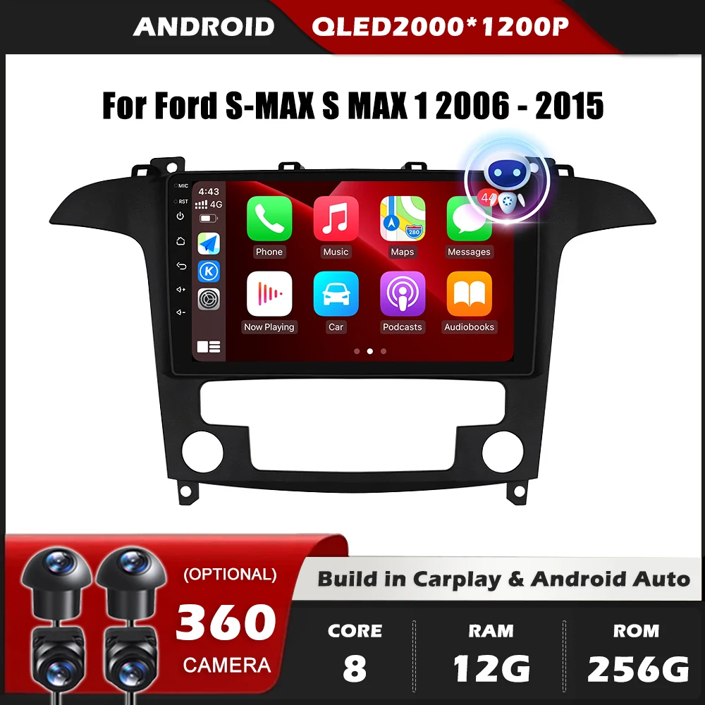 

Car Radio Carplay For Ford S-MAX S MAX 1 2006 - 2015 Navigation GPS Android Auto Screen Stereo No 2din DVD 5G Wifi BT DSP RDS