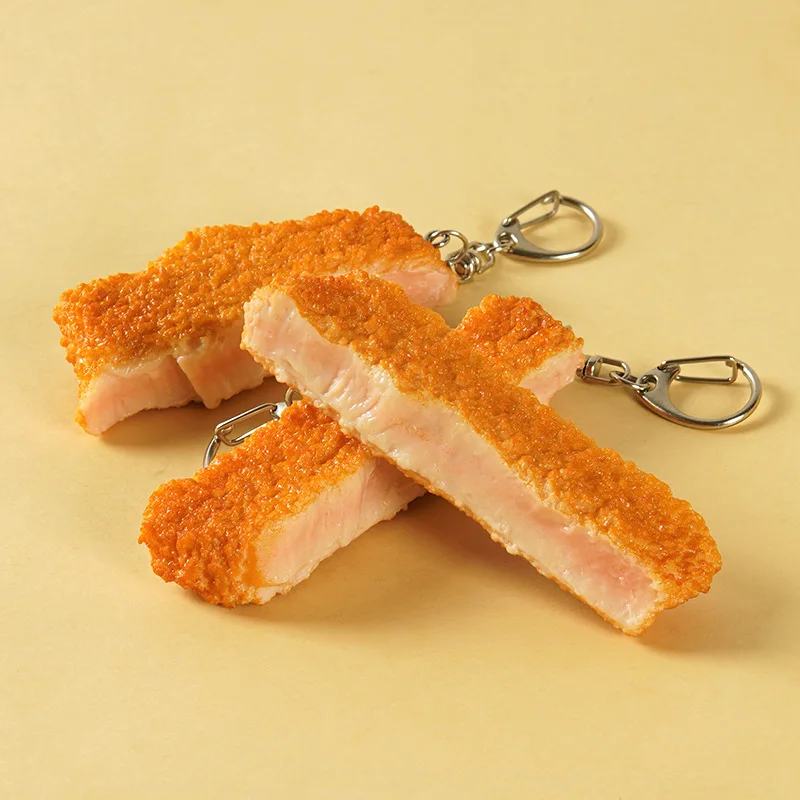 

Artificial Fried Pork Cutlet Fried Chicken Cutlet Food Model Japanese Food Keychain Pendant Simulation Decorations Home Decor
