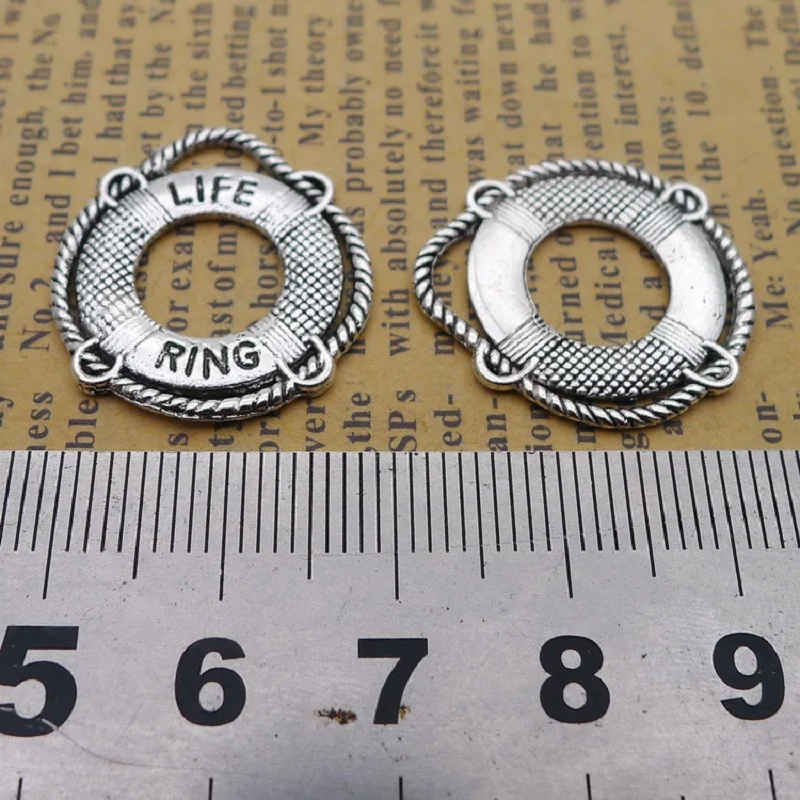 10Pcs/Lot Charms Life Ring Lifebuoy 23x21mm Tibetan Silver Color Pendants Antique Jewelry Making DIY Handmade Craft