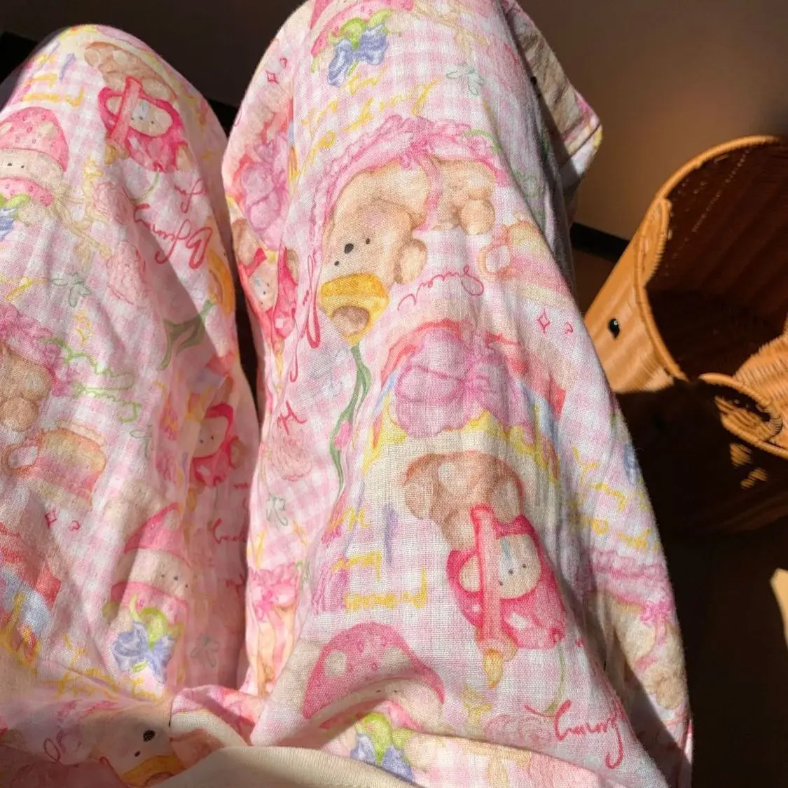 Japanische süße Cartoon-Pyjama-Hose weiblich INS neue Mädchen lose lässige Heimhose Schlafsaal rosa süße Hose