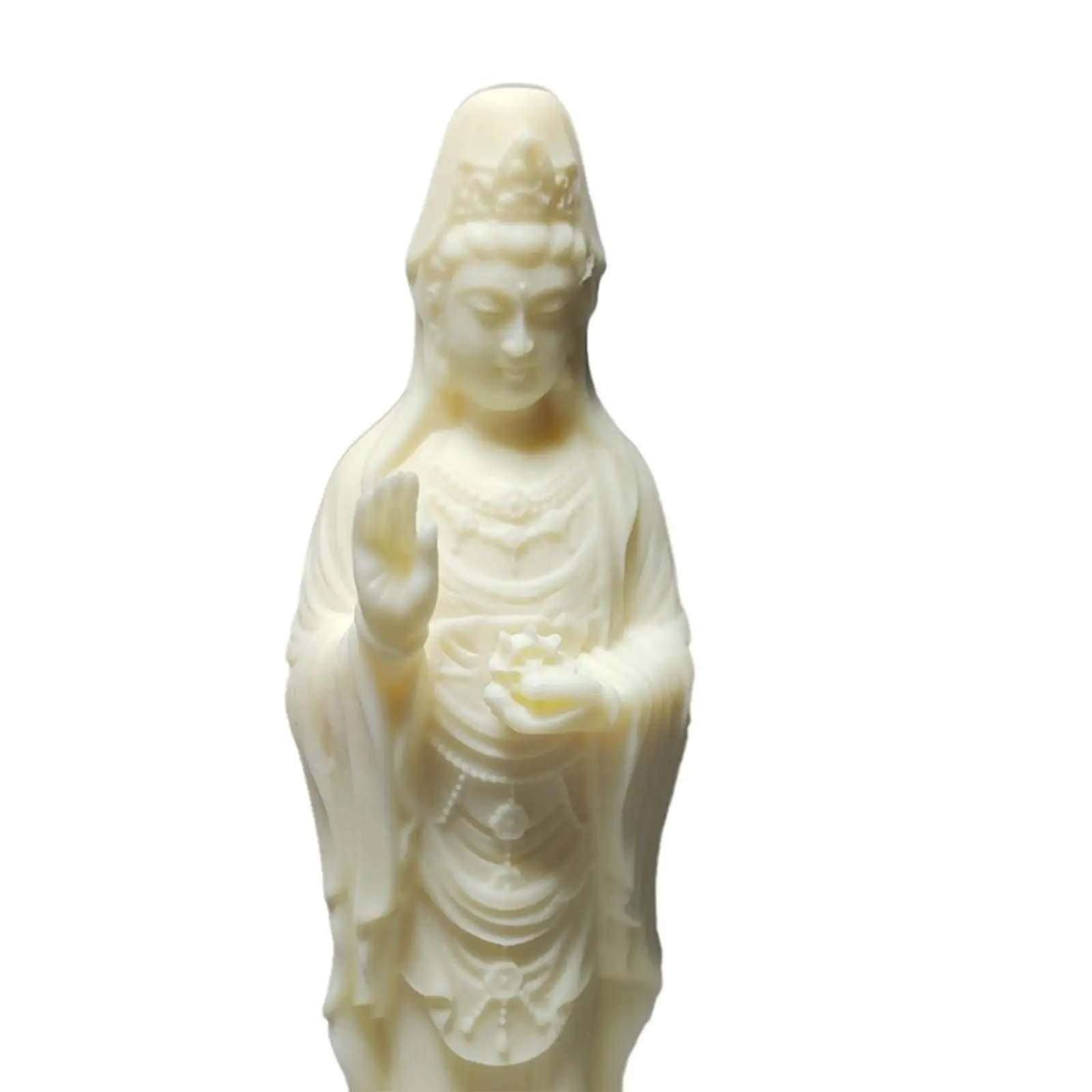 Bodhisattva Figurine Figure Table Decoration 3.5x10cm Handmade White Color Handicrafts for Bedroom Lifelike Vivid Lightweight