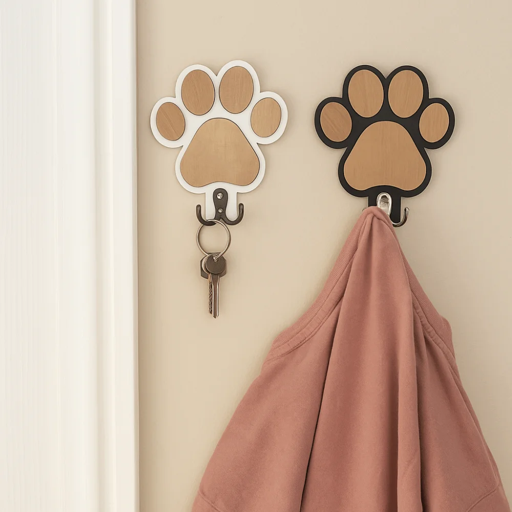 

2 шт. настенный деревянный настенный крючок с принтом лапы, прочный несущий нескользящий крючок с рисунком кошачьих когтей, декоративные крючки для хранения кошачьих лап