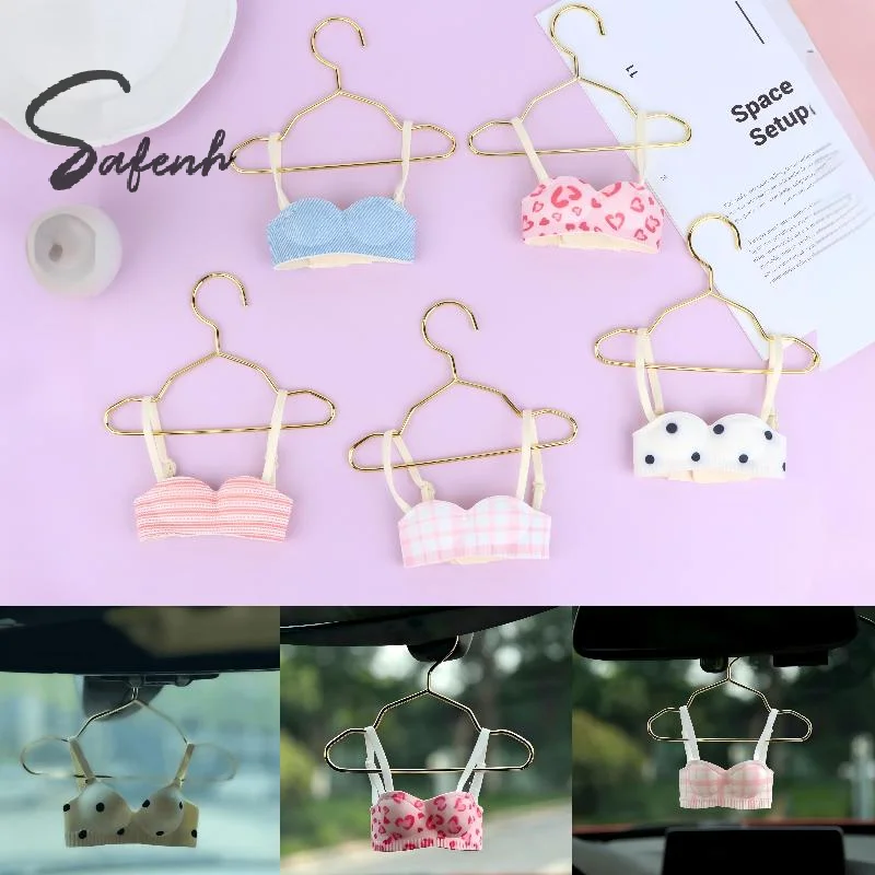 Cute Mini Bra Hanger Car Rearview Mirror Pendant Fun Car Interior Decor Creative Underwear Hanging Ornament For Auto Decor Gift