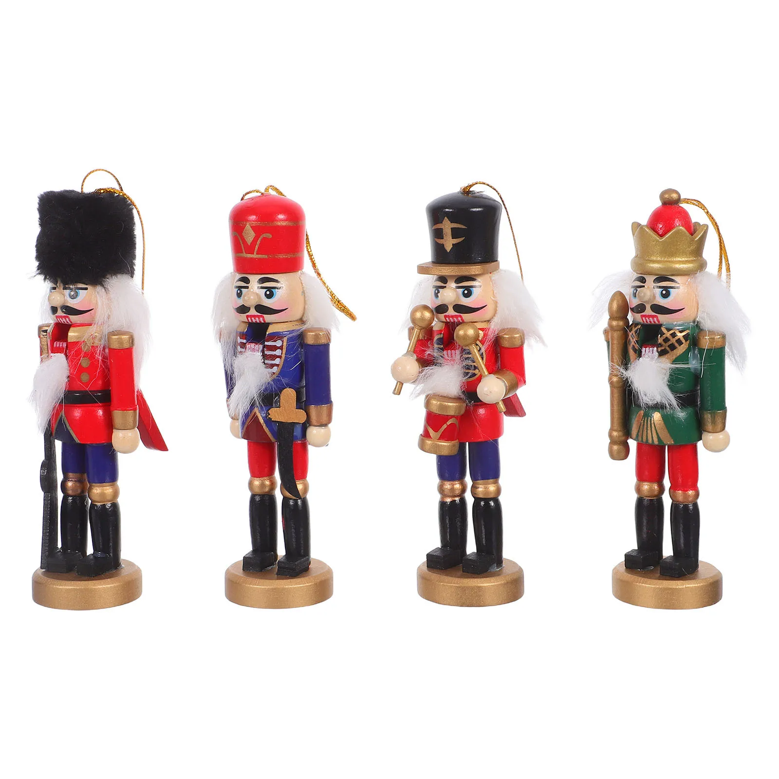 

4Pcs Nutcracker Christmas Decor Handcrafted Wooden Soldier Nutcracker Ornament Classic Holiday Tabletop Decoration Xmas Charm