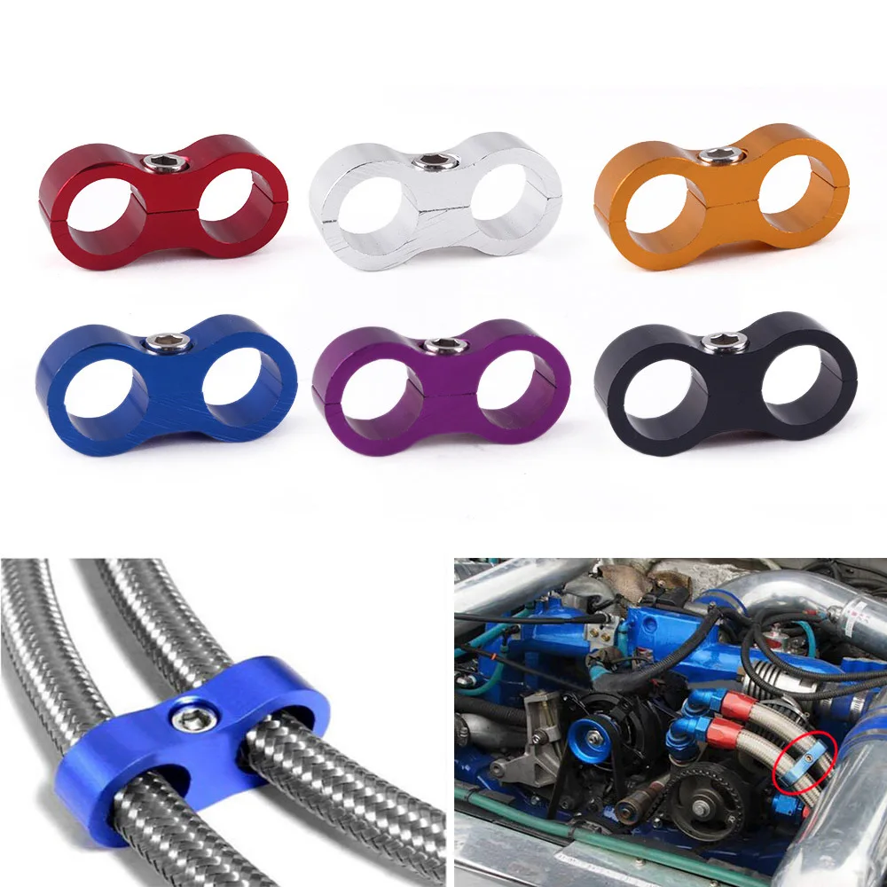 

Automotive Modification Preparation Oil Pipe Aluminum Alloy Double Line Clamp Separator Fixed Pipe Clamp AN4-12Hose Separator