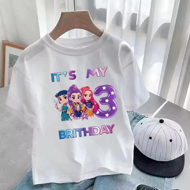 إنه بلدي 3 4 5 6 7 8 9 سنوات عيد ميلاد الكرتون طباعة فتاة صبي أعلى K-Pop شيطان الصيادين المحملة لطيف طفل ملابس الأطفال تي شيرت الصيف #3