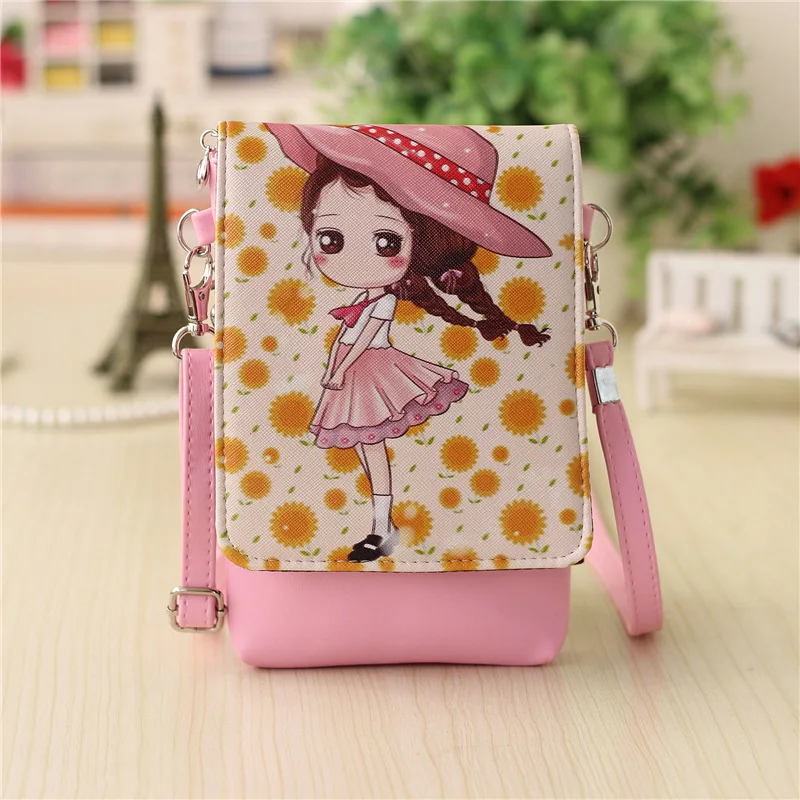 PU Leather Cartoon Printing Women\'s Shoulder Crossbody Bag Ladies Handbag Children Travel Phone Purse Money Pouch 2023 for Girls