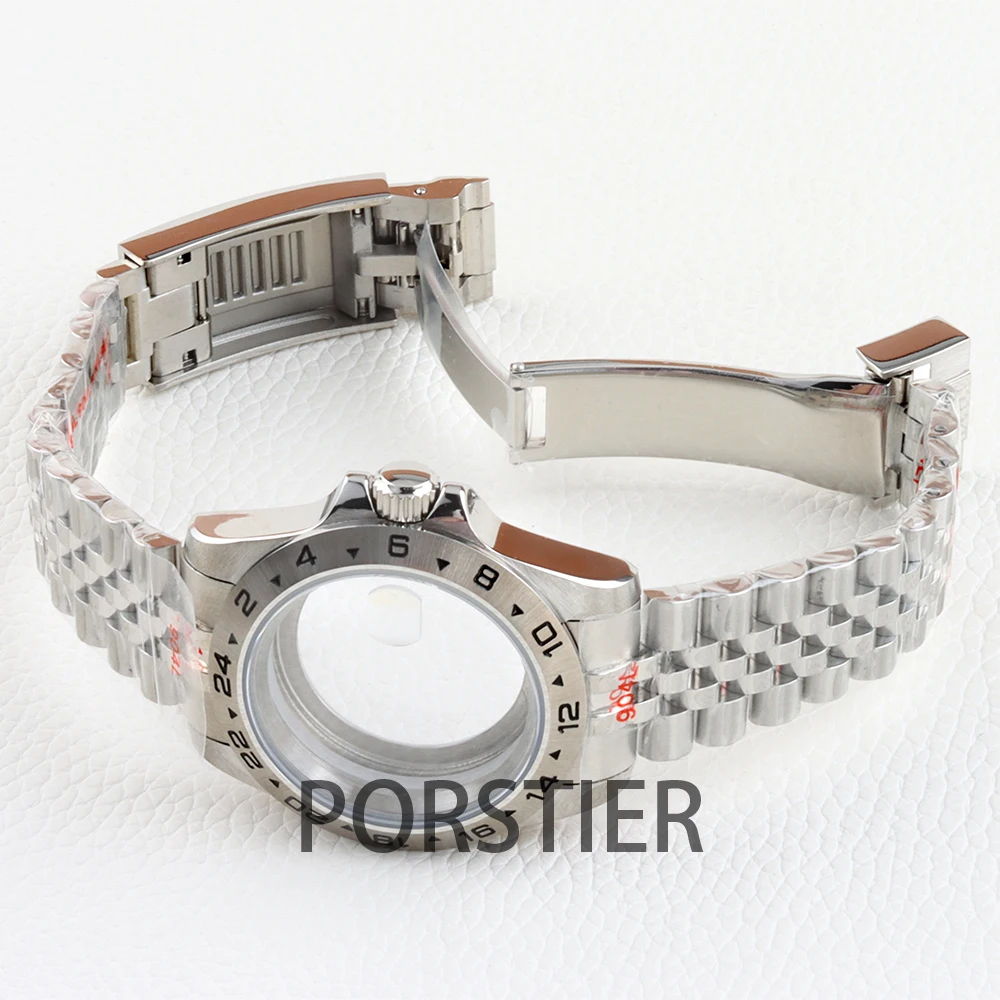 EXP 39mm 24 Hour Soild Bezel Watch Case for NH34 NH35 NH36 Sapphire Glass Explorer Men Case Stainless Steel Jubilee/Oyster Strap