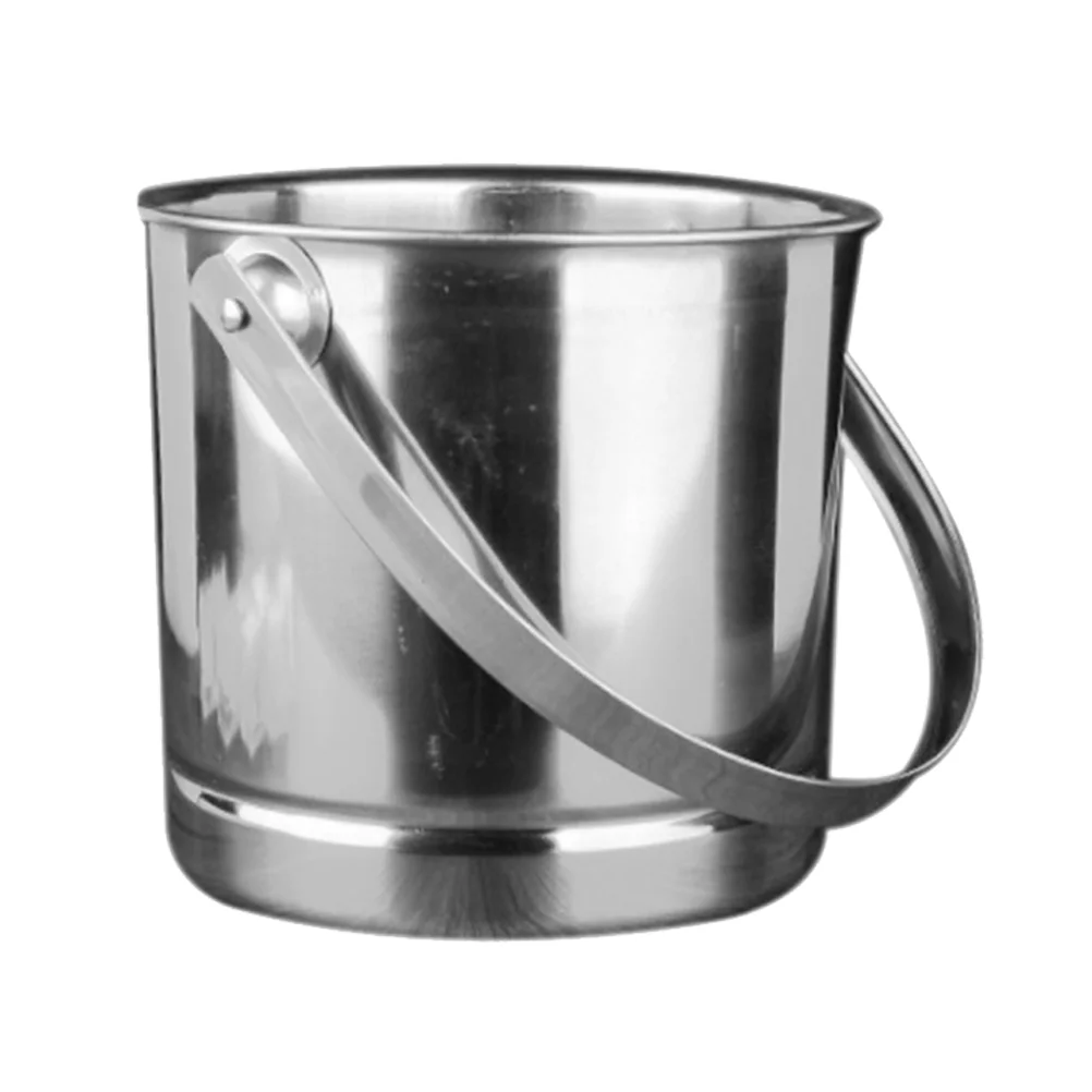 

1Pc Stainless Steel Ice Bucket Portable Ice Chiller Cooler with Handle Ice Cube Container for Beer KTV Bar (Silver)