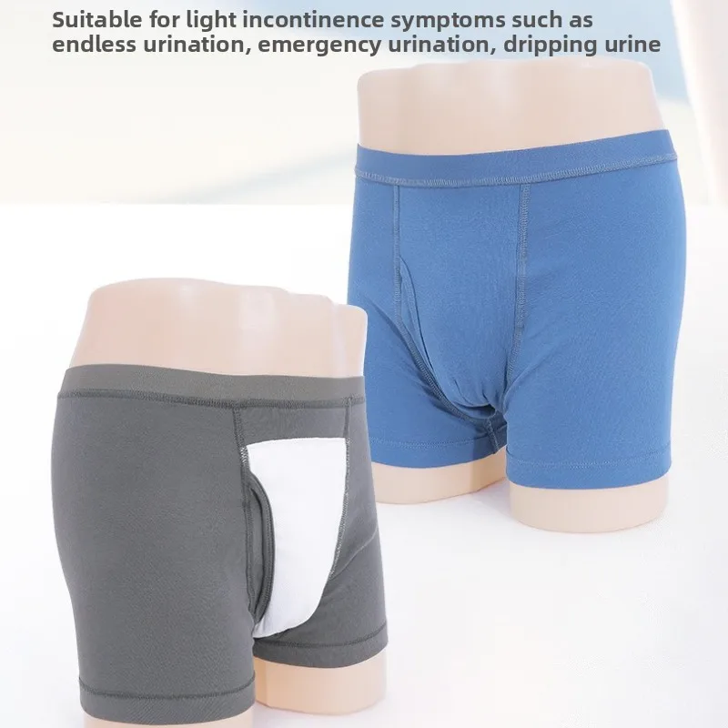 Men’s Incontinence Underwear Cotton Regular Absorbency Reusable Washable Urinary Incontinence Briefs for Prostate Surgica