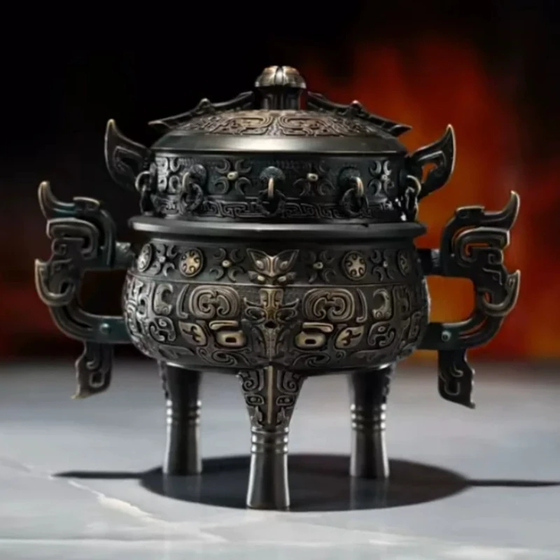 Martial Arts Mortal Cultivation Legend Void Tripod Brass Mini Vintage Incense Burner Chinese Style