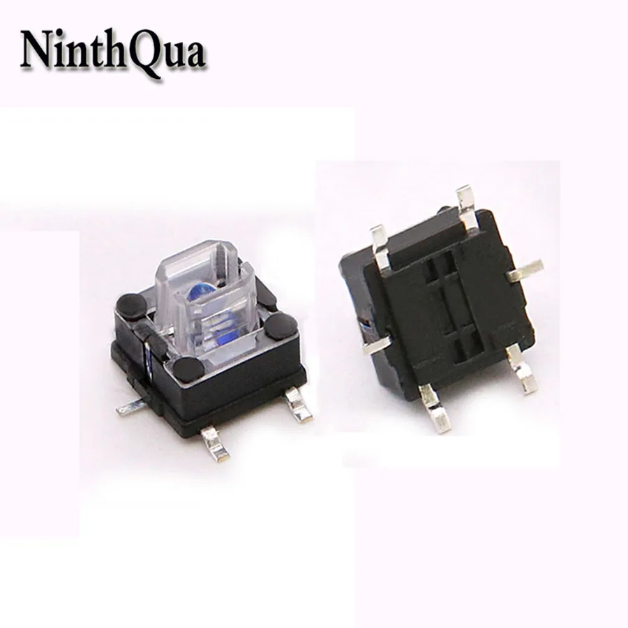 1/3/5pcs 7*7*7mm 4pin Tactile Tact Push Button Switch with LED Blue Light 7x7x7mm 4p Vertical Square Micro Switch