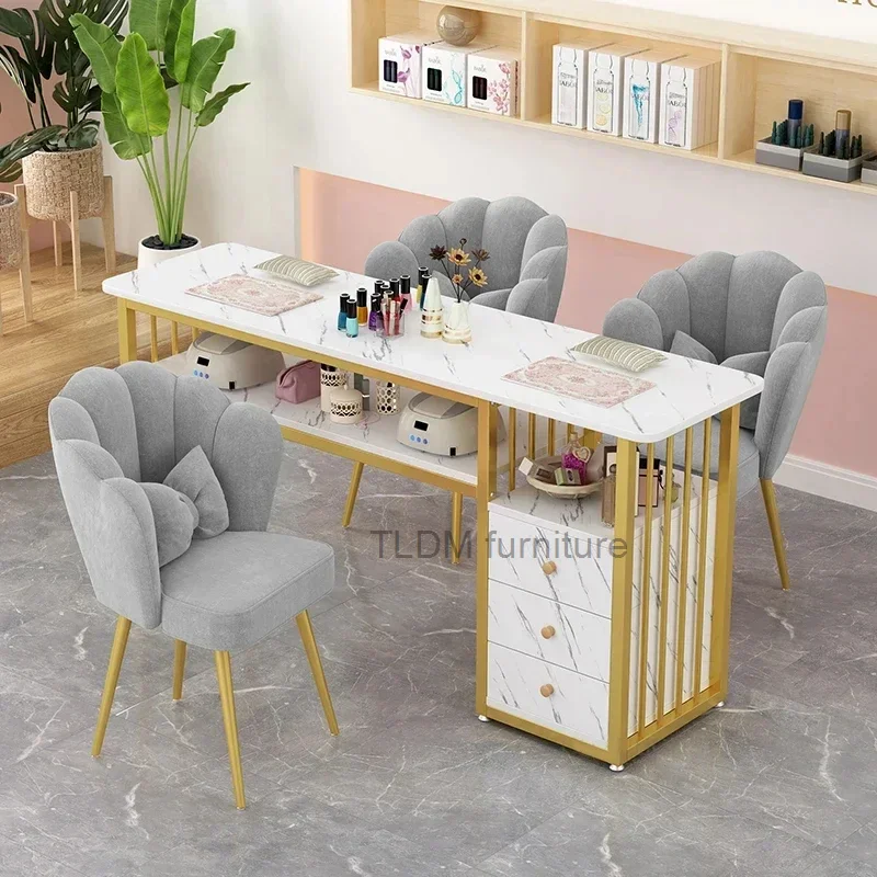 

Nordic Single Double Nail Tables Salon Professional Manicure Table and Chair Modern Salon Furniture for Beauty Salon Nail Table