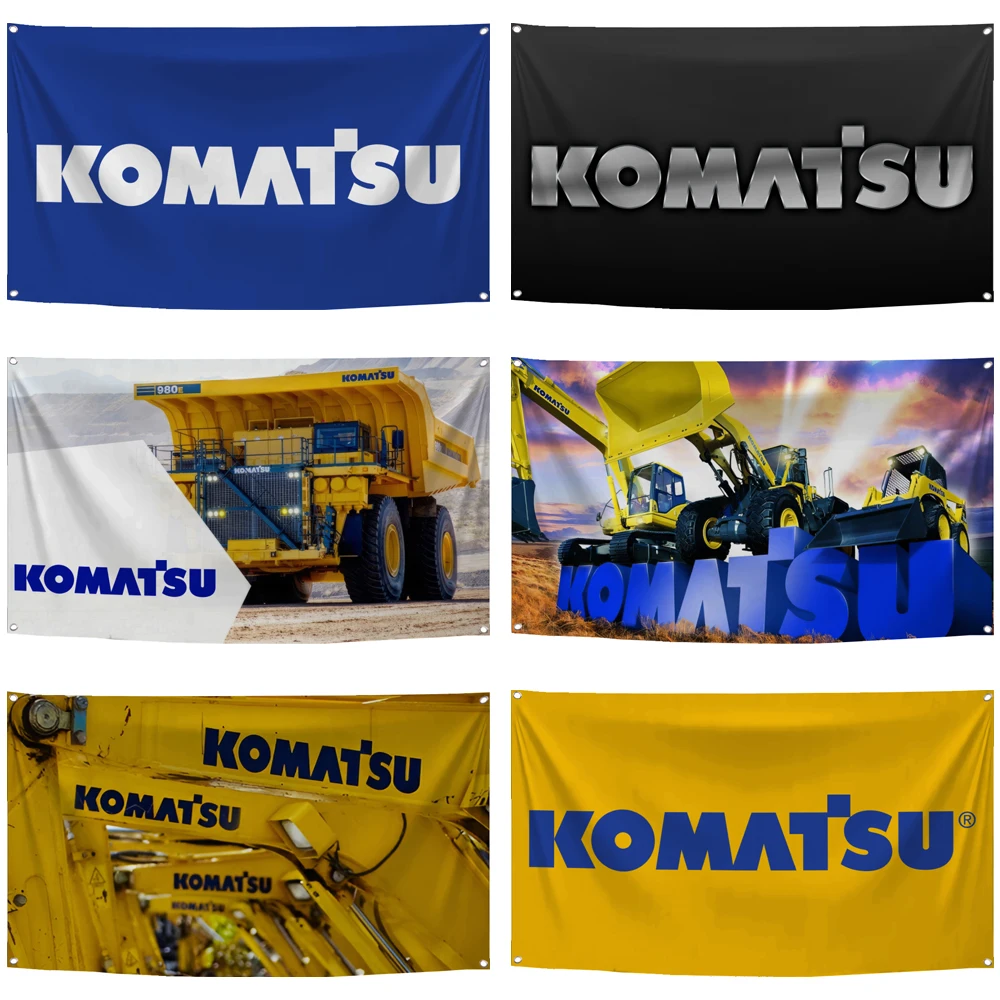 2×3ft 3×5ft Komatsus Flag Polyester Digital Printed Mechanical Tool Tapestry Curtain For Decor