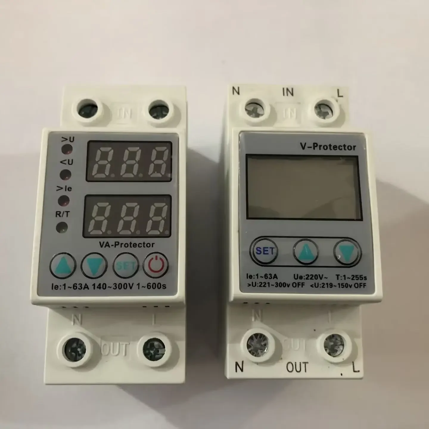 40A 63A 230V Adjustable Over Voltage Under Voltage Reclosing Protector Relay Limit Over Current Protection Dual Digital Display