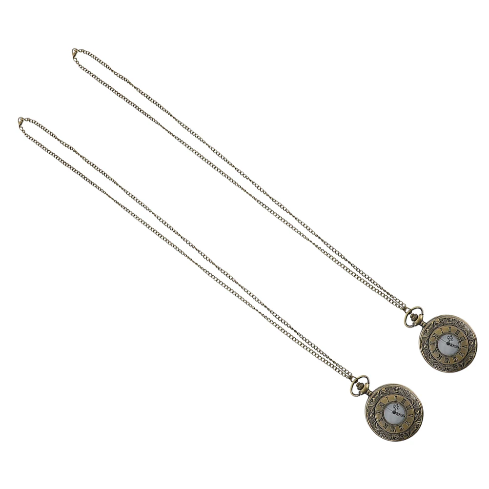 2 шт., карманные часы в стиле ретро в стиле стимпанк, римские цифры, кварцевый механизм, винтажная одежда, износостойкие мужские подвесные часы для особых случаев