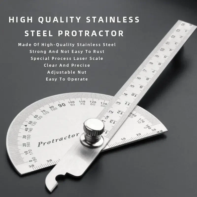 180°Stainless Steel Guage Goniometer Angle Meter Measure Protractor Ruler Metal Finder Woodworking Measurement Tool