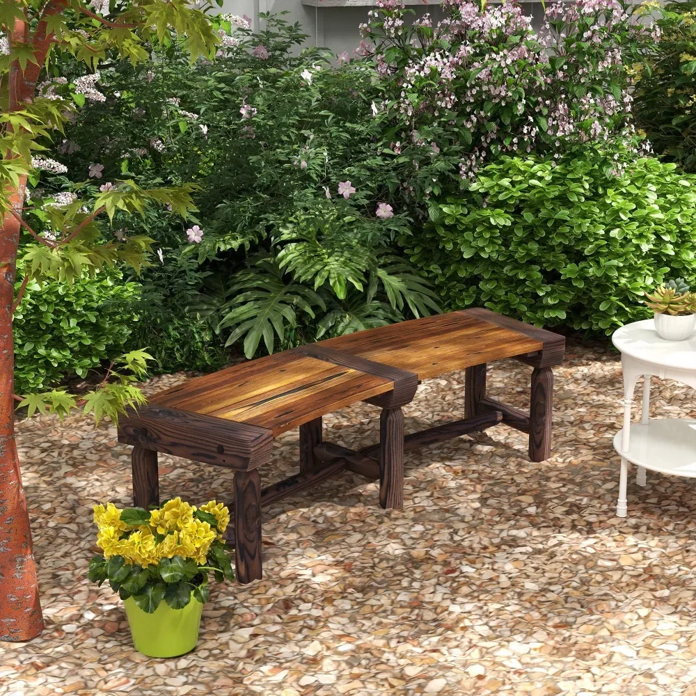 

Wooden Garden Bench, Semicircular Round Outdoor Tree Bench, Wrap Around Park Bench, Brown