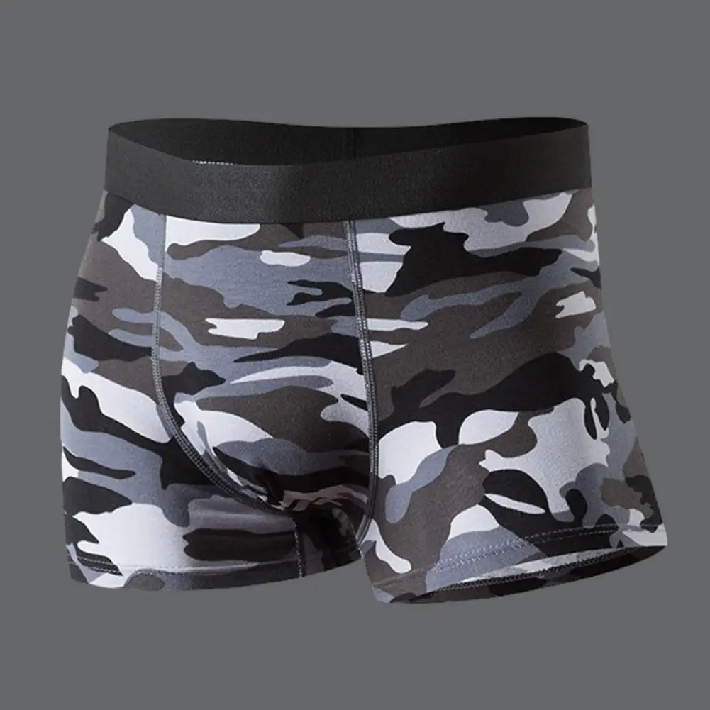 Men Camouflage Print Panties Mid-rise U-convex Breathable Shorts Underwear High Elastic Shorts Briefs