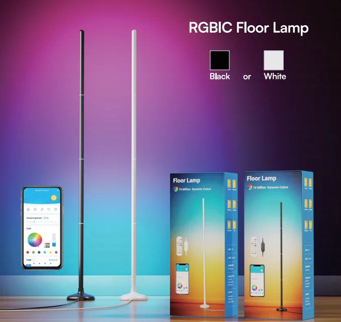 RGB Light Emitting Diode Bracket for Living Room Flood Light Smart Corner Floor Light with Remote Control