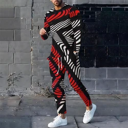 Mens Tracksuits O Neck Long Sleeve T-Shirts+Trousers Outfit Sportswear Casual Fashion 2 Piece Sets Oversized Streetwear Clothing