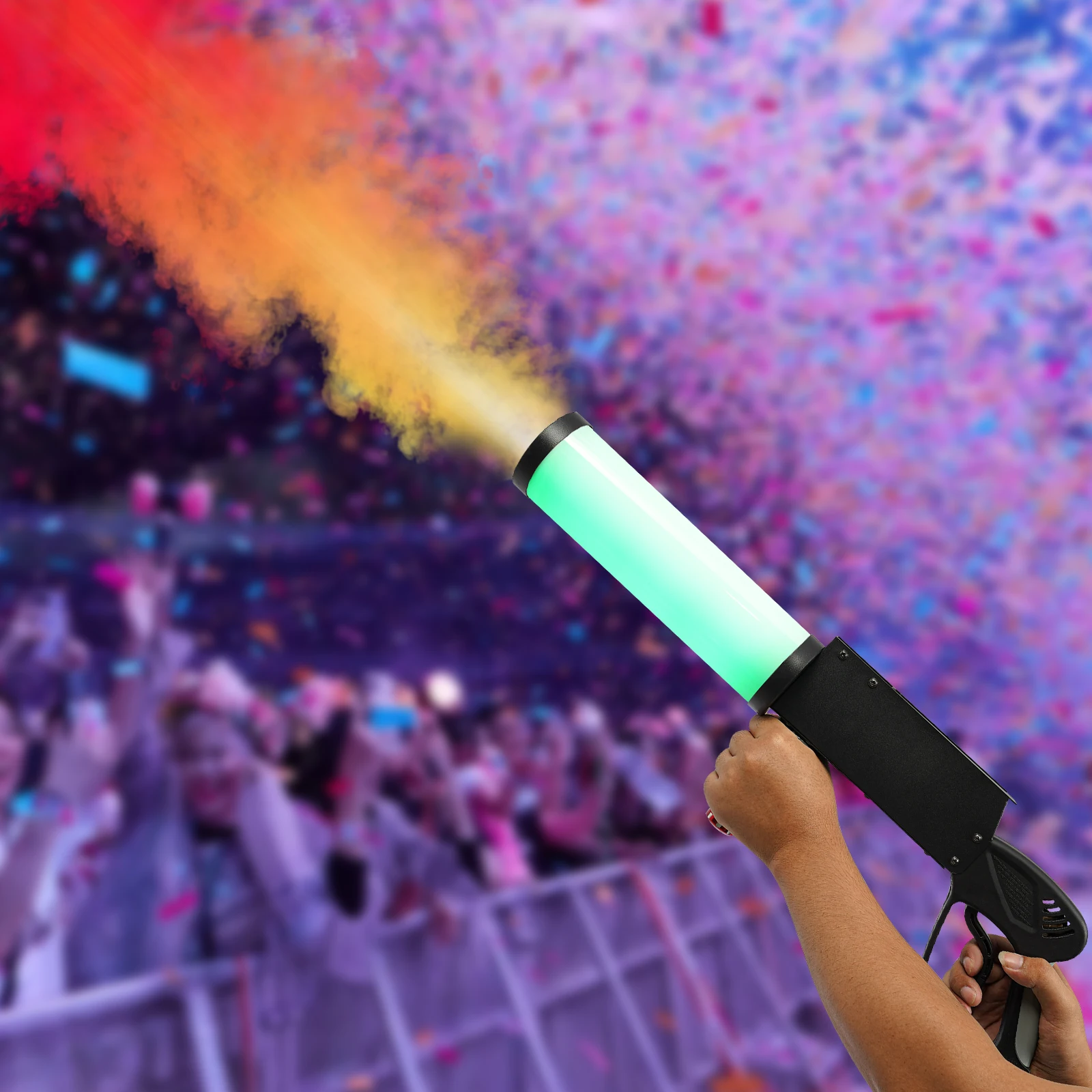 Handheld CO2 Jet Machine with Color-Changing LED CO2 Smoke Machine CO2 Fog Gun Spray Cannon Blower Machine for Concert Party