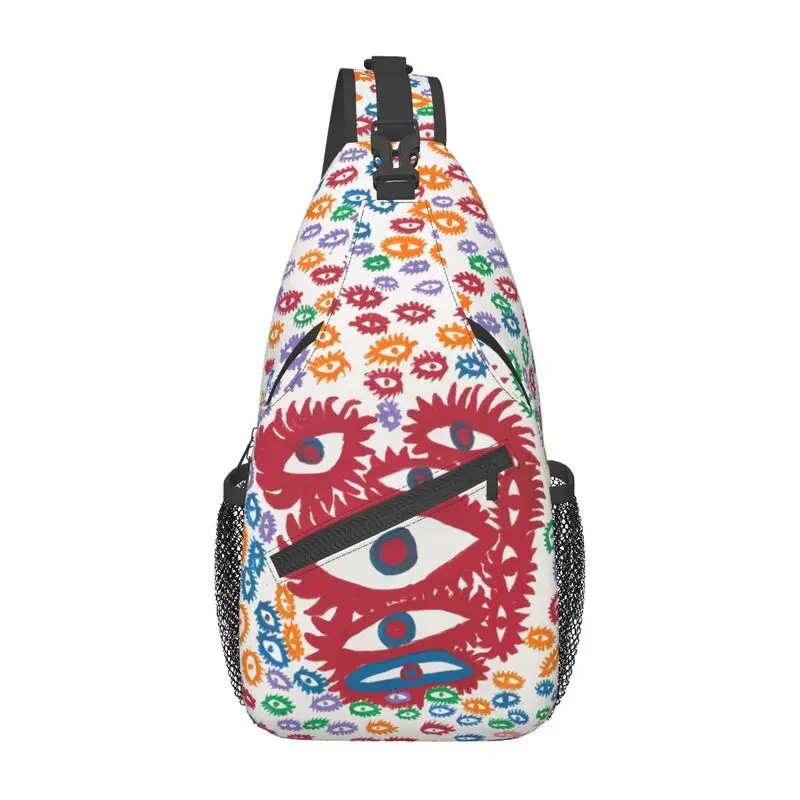 Cool Yayoi Kusama mochila cruzada para el pecho para hombre, bolsos de viaje, senderismo, mochila de hombro, mochila de día, pintura abstracta