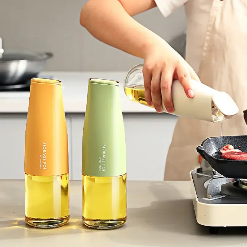 

Glass Automatically Opens Closes Olive Oil Vinegar Batcher Can Bottle Pot Kitchen Accessories Cooking Tools Storage Bottles, 1Pc
