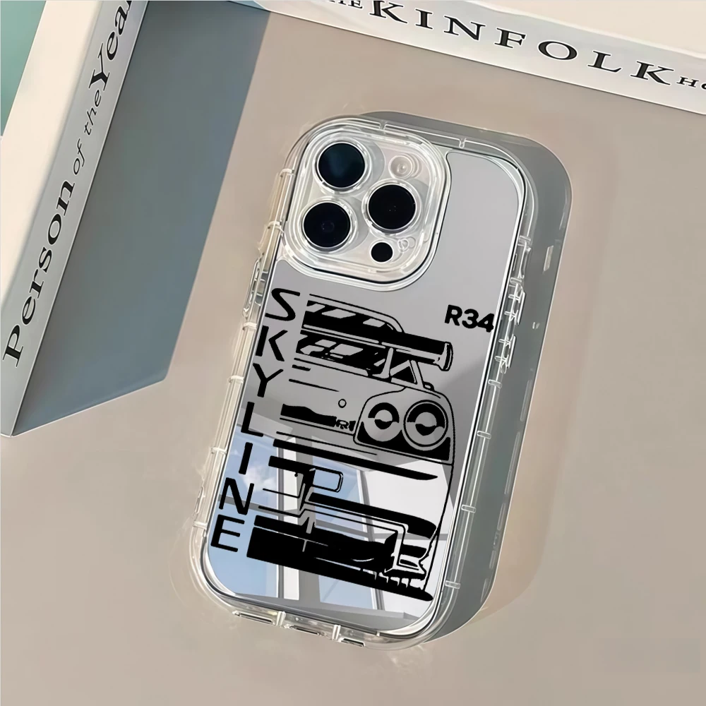 JDM Sports Car Silver Mirror Phone Case For iPhone 16 Pro Max 17 15 14 13 12 11 8 Plus Pro SE2 XR X 17 Air Max Soft Gift Cover view 2